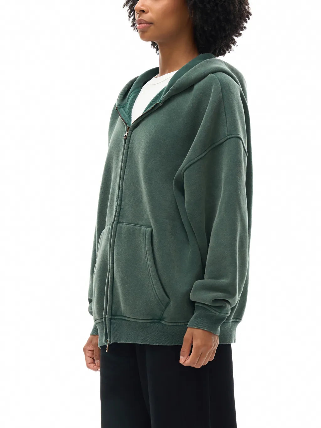 LUXURY TERMINAL - Snow Washed Zip-Through Fleece Hoodie