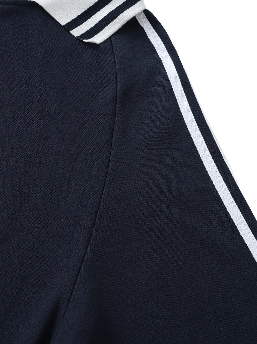 LUXURY TERMINAL - Contrast Striped Lapel Collar Sweatshirt