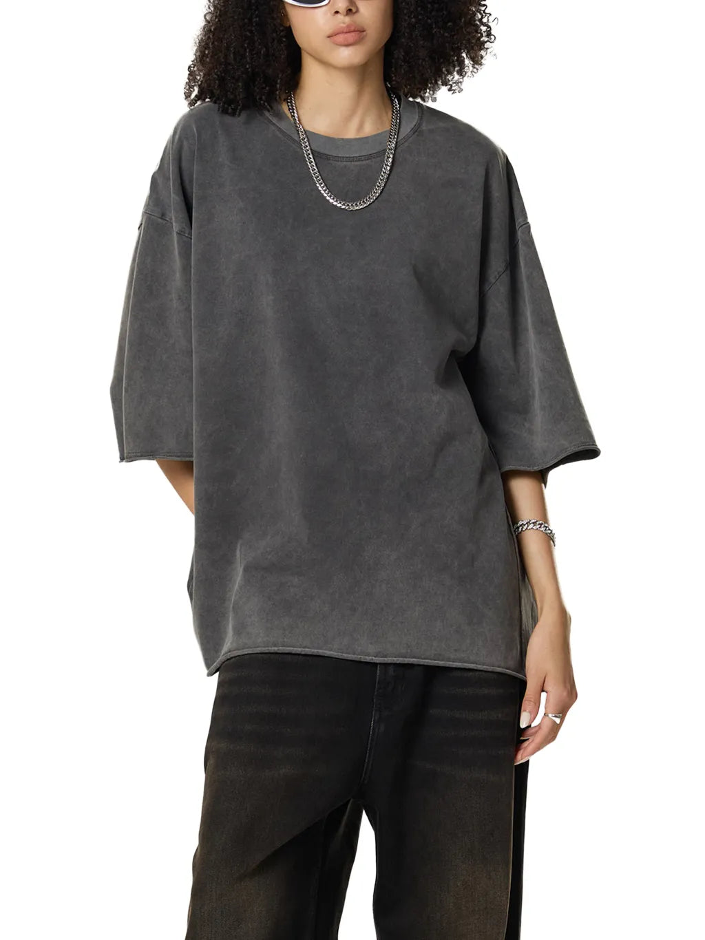 LUXURY TERMINAL - Raw Edge Snow Washed Boxy T-Shirt