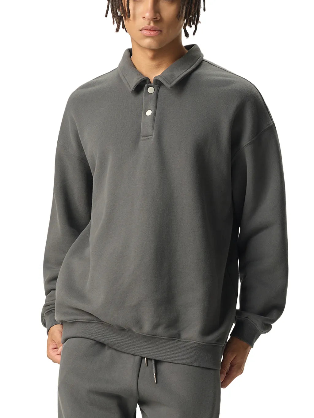 LUXURY TERMINAL - Heavyweight Polo-Collar Sweatshirt