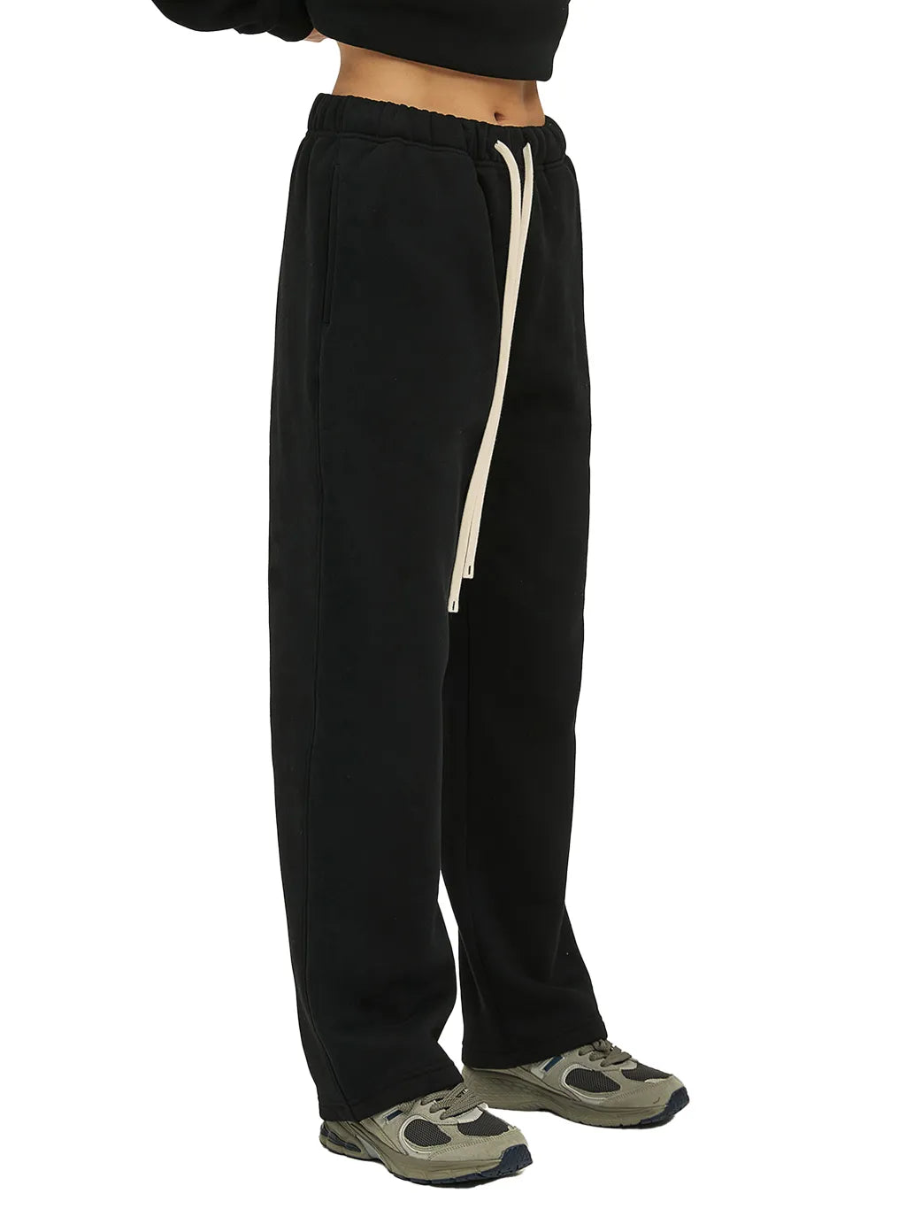 LUXURY TERMINAL - Unisex Solid Color Fleece Straight Leg Pants