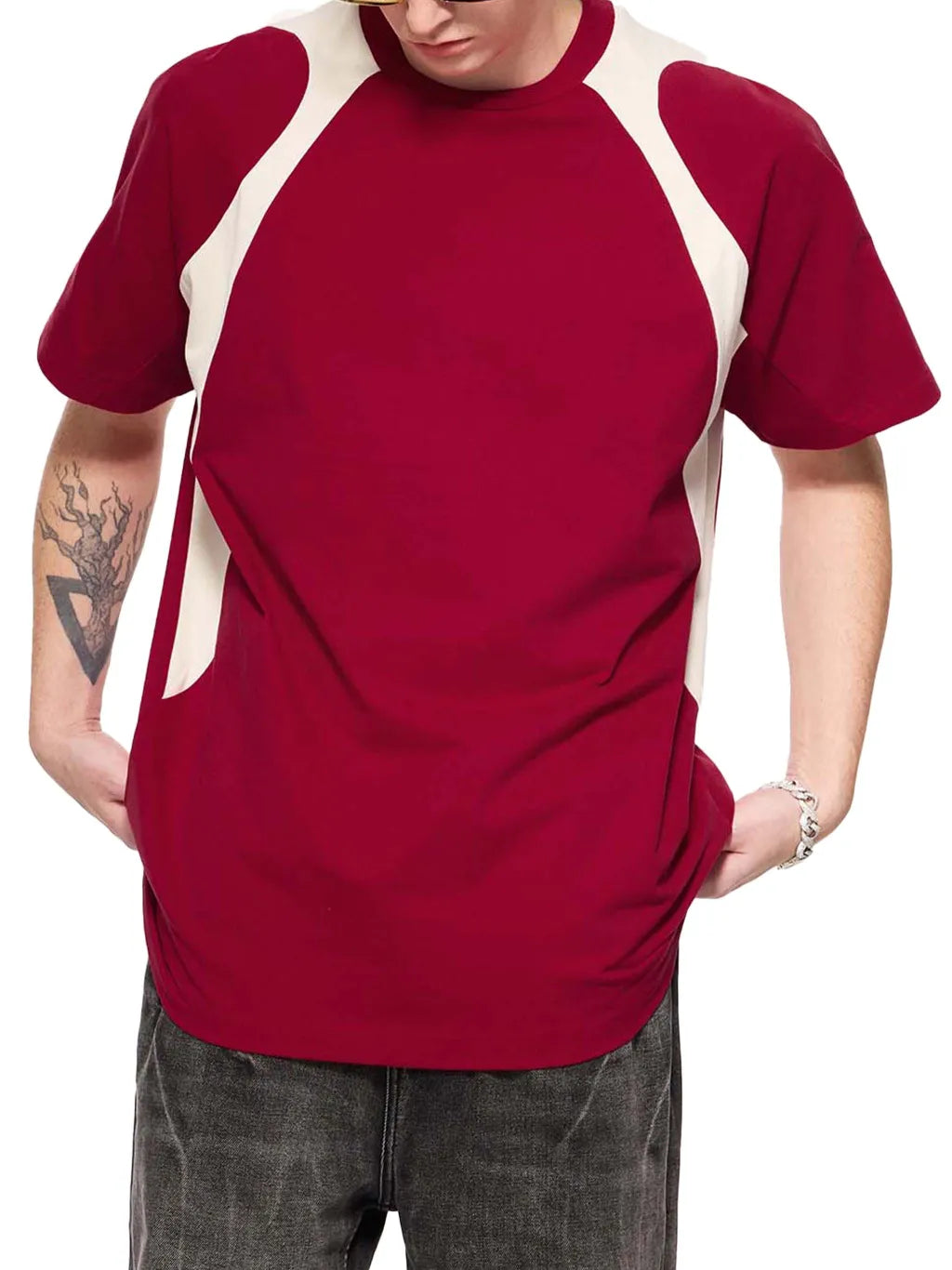 LUXURY TERMINAL - Contrast Panel Cotton T-Shirt
