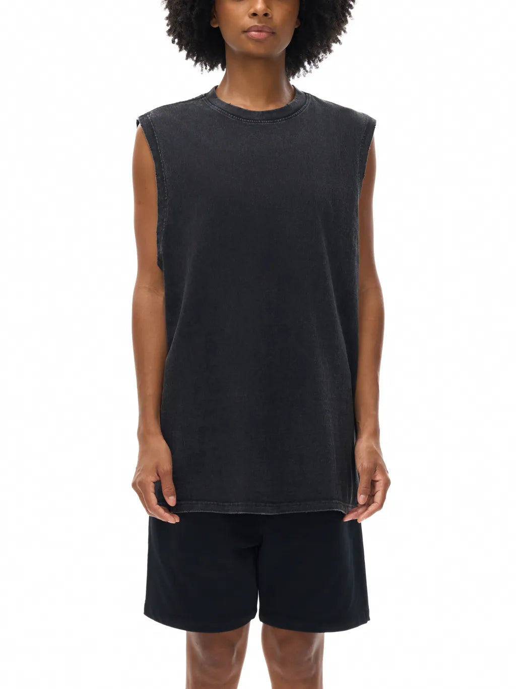 LUXURY TERMINAL - Snow Washed Frayed Hem Tank Top