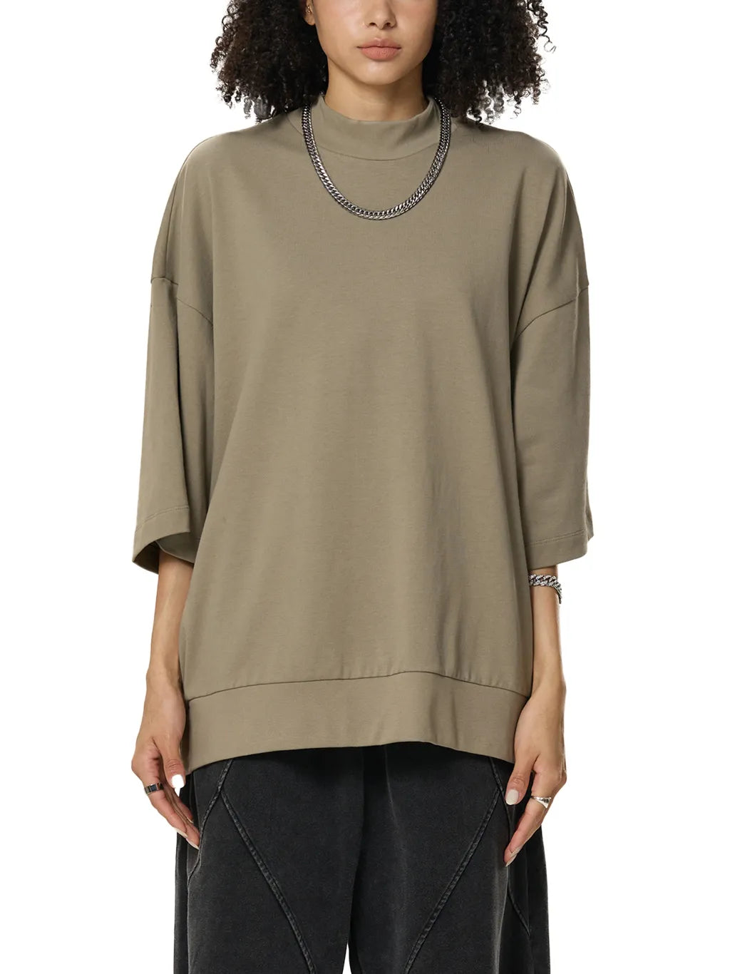 LUXURY TERMINAL - Heavyweight Oversized Mock Neck T-shirt