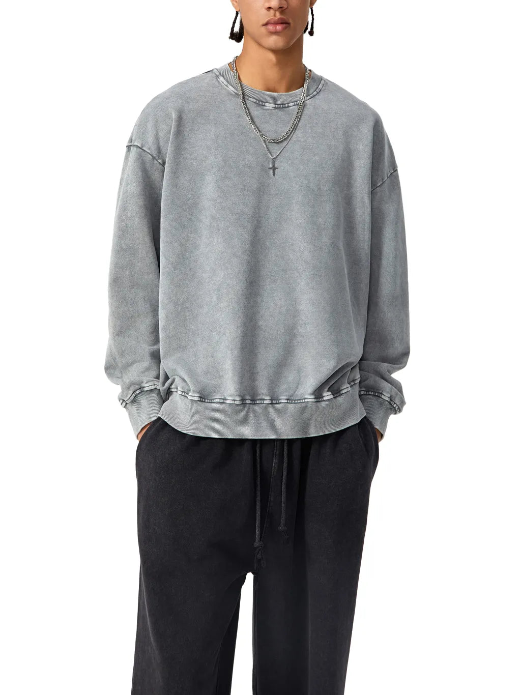 LUXURY TERMINAL - Snow Washed Oversized Sweatshirt