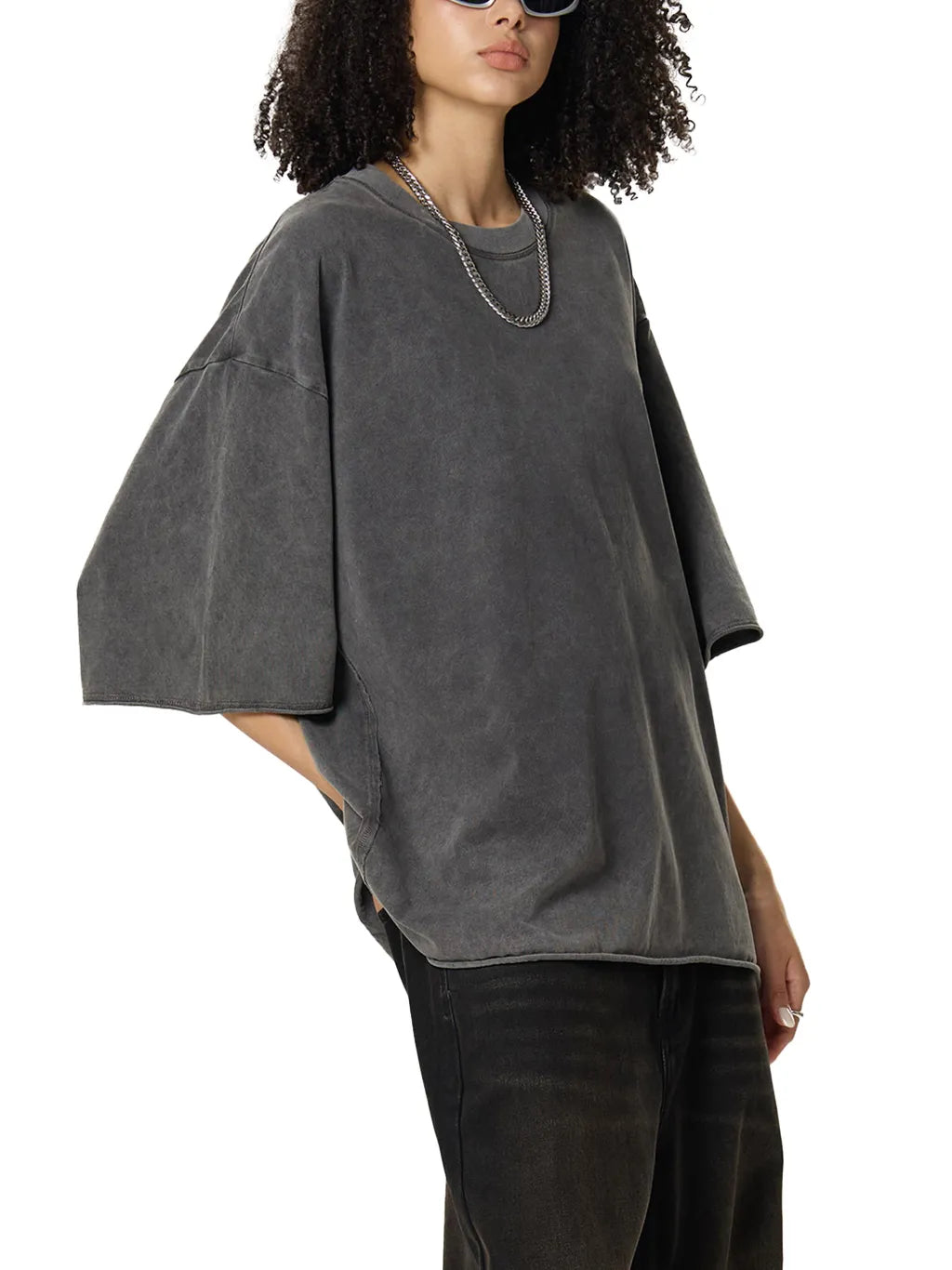 LUXURY TERMINAL - Raw Edge Snow Washed Boxy T-Shirt