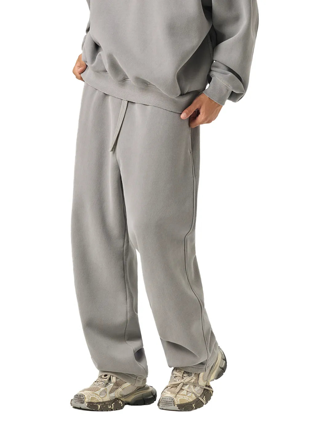 LUXURY TERMINAL - Frayed Enzyme Washed Fleece Sweatpants