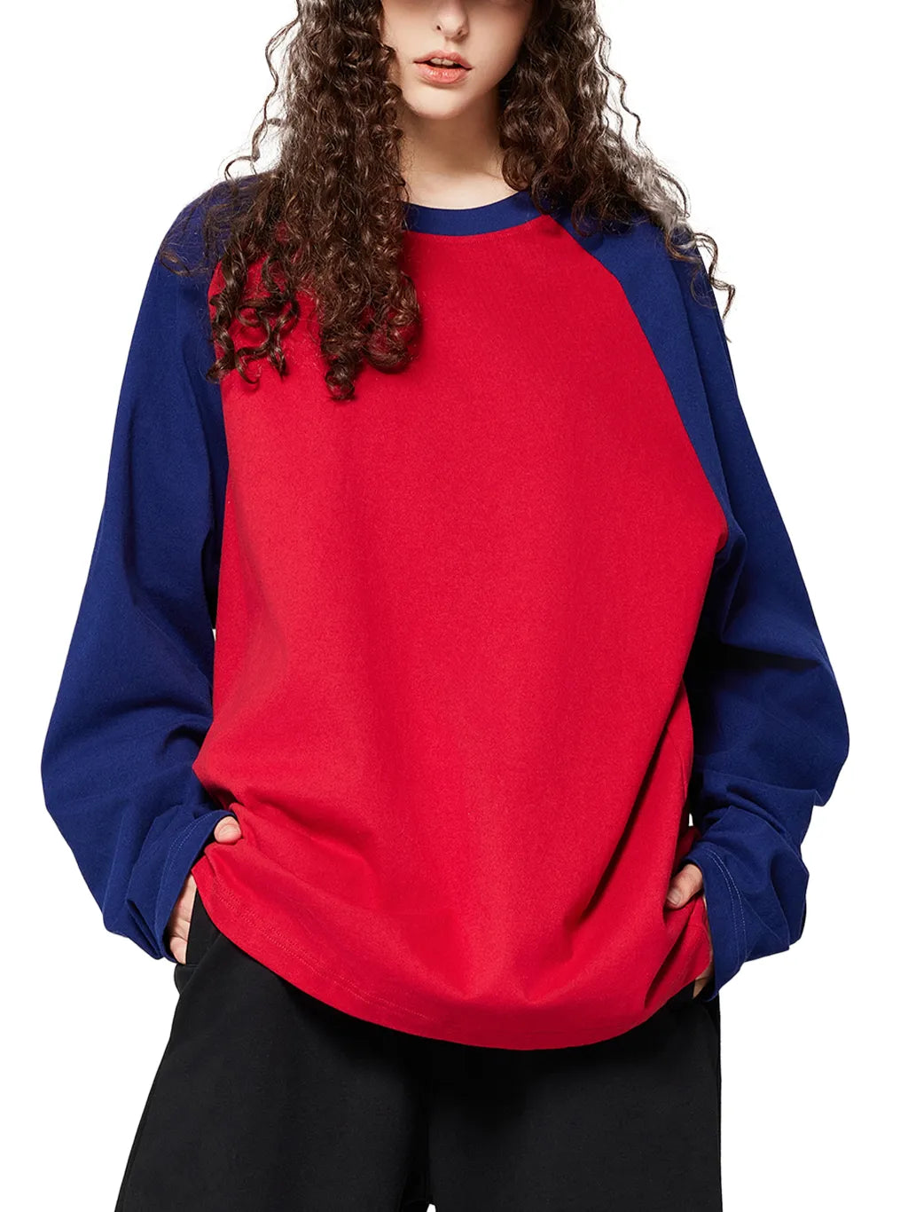 LUXURY TERMINAL -Color-Blocked Raglan Long-Sleeve T-Shirt