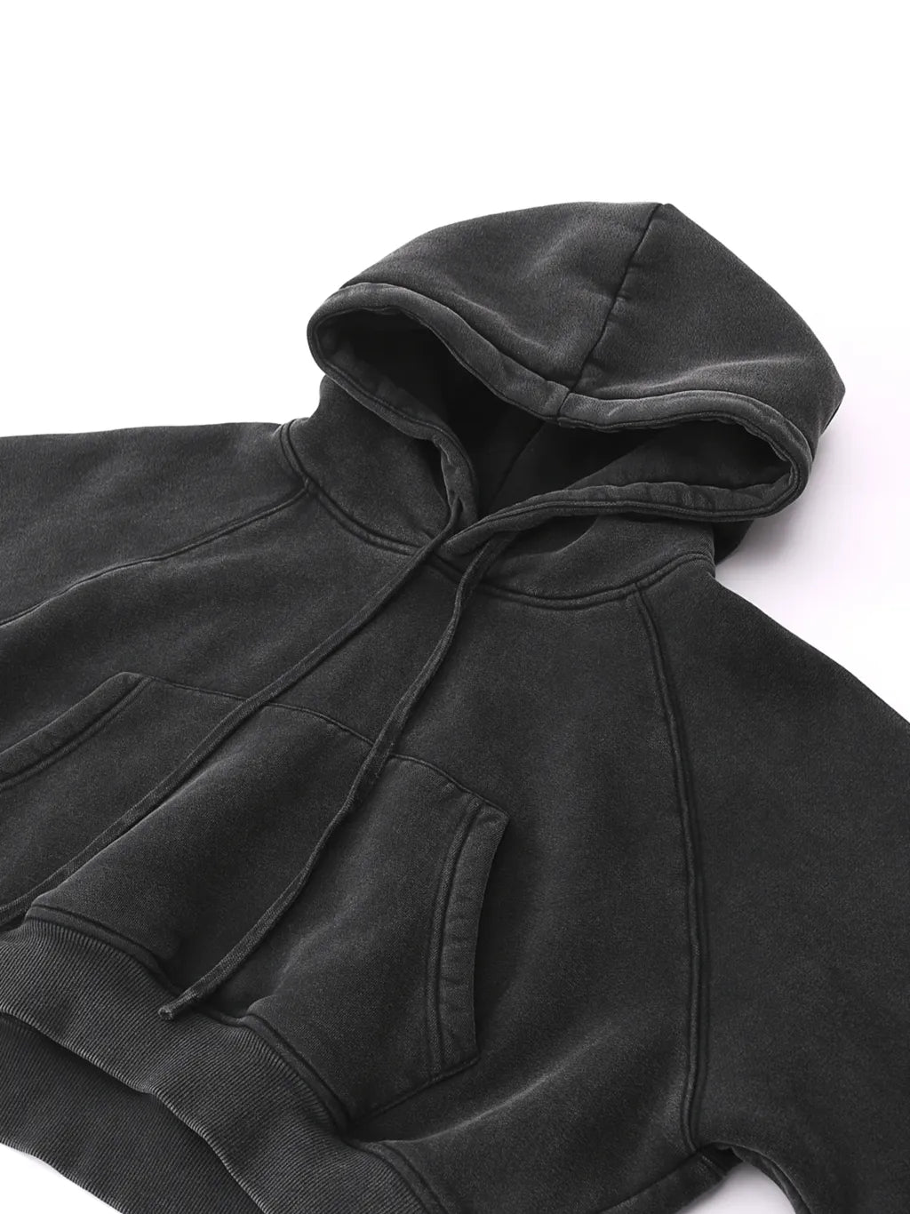 LUXURY TERMINAL - Snow Washed Cropped Hoodie