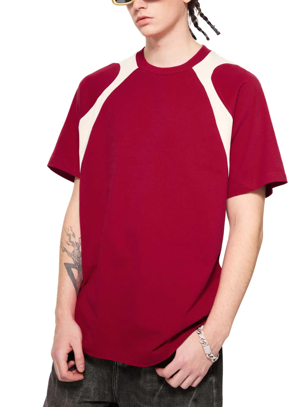 LUXURY TERMINAL - Contrast Panel Cotton T-Shirt
