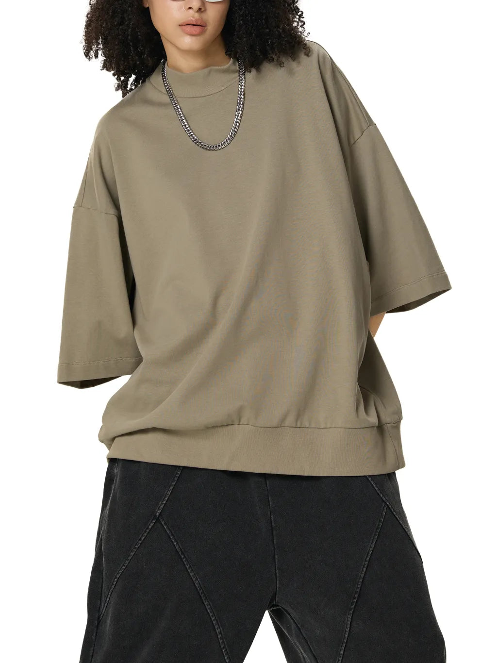 LUXURY TERMINAL - Heavyweight Oversized Mock Neck T-shirt