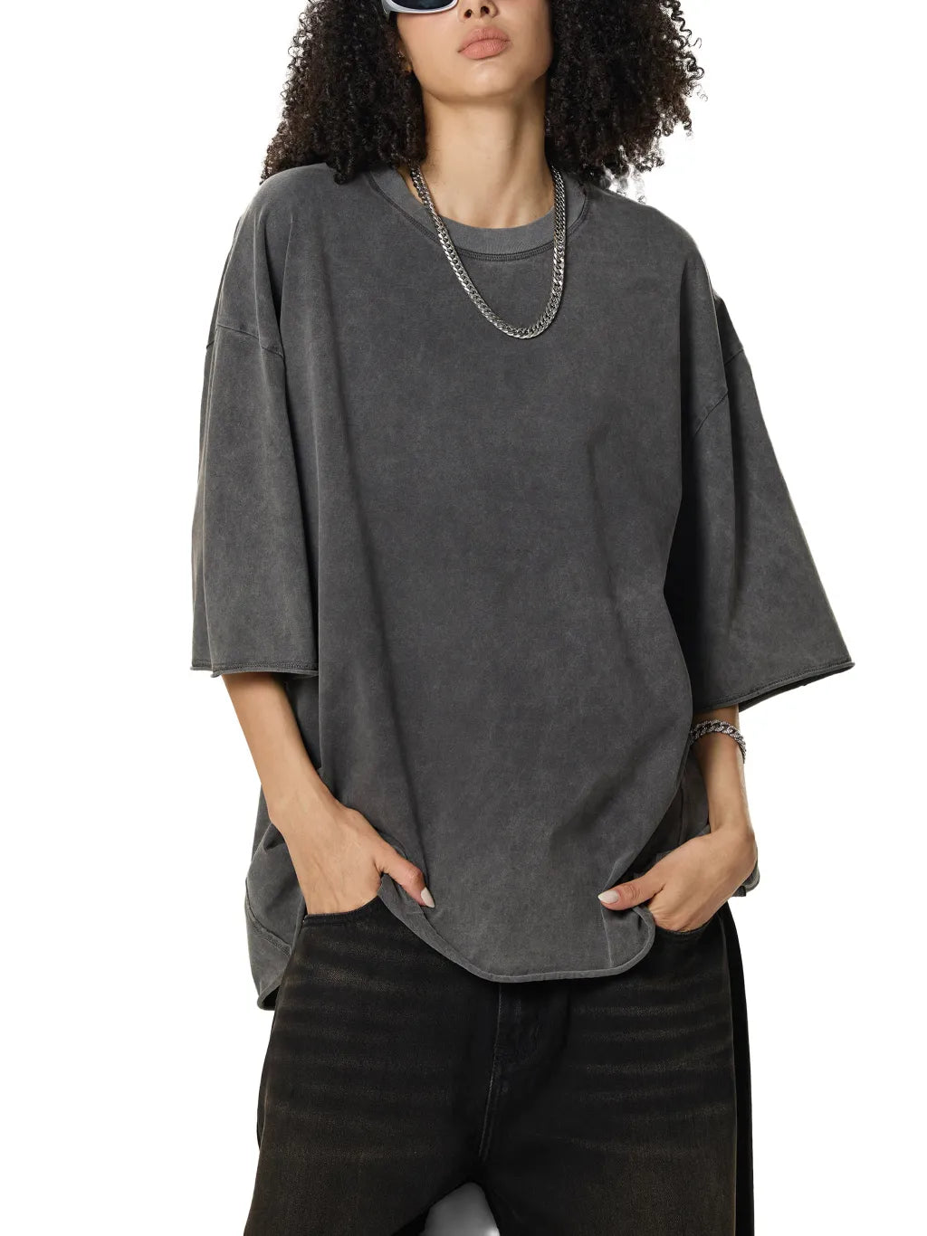 LUXURY TERMINAL - Raw Edge Snow Washed Boxy T-Shirt