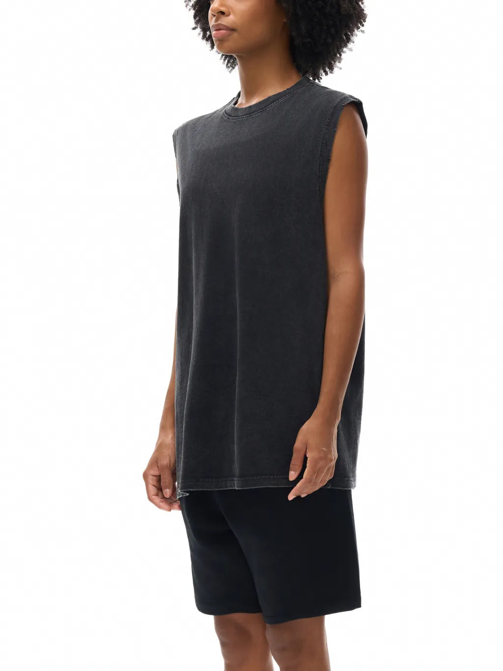 LUXURY TERMINAL - Snow Washed Frayed Hem Tank Top