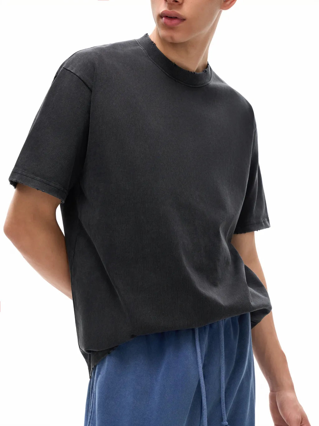 LUXURY TERMINAL - Heavyweight Vintage Washed Frayed T-Shirt