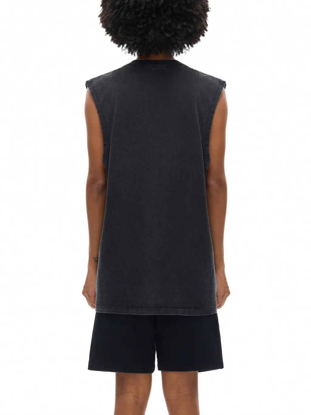 LUXURY TERMINAL - Snow Washed Frayed Hem Tank Top