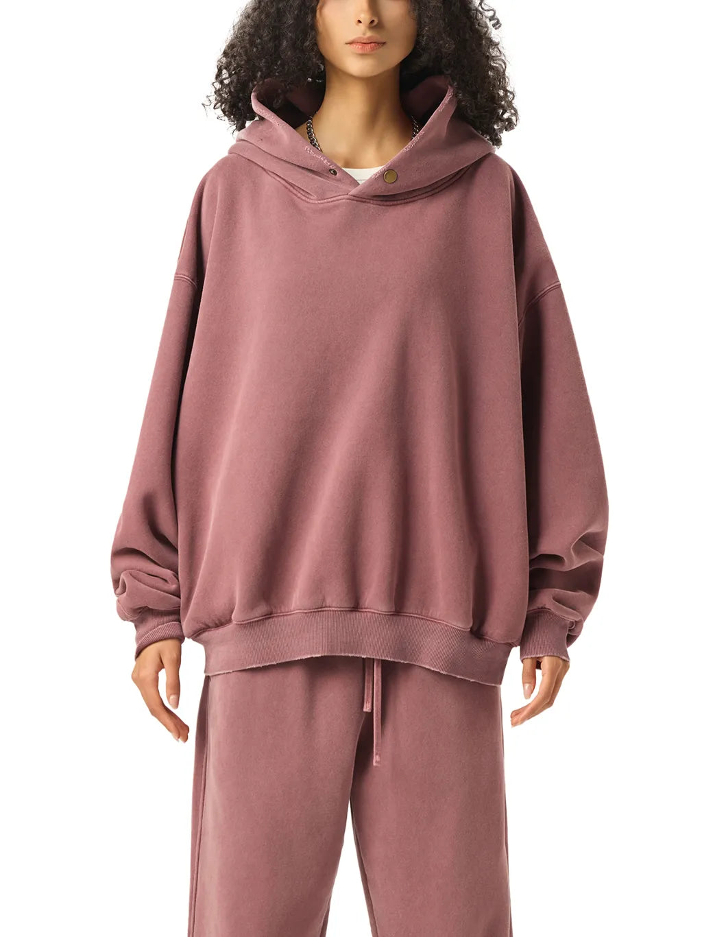 LUXURY TERMINAL - Frayed Enzyme Washed Fleece Hoodie