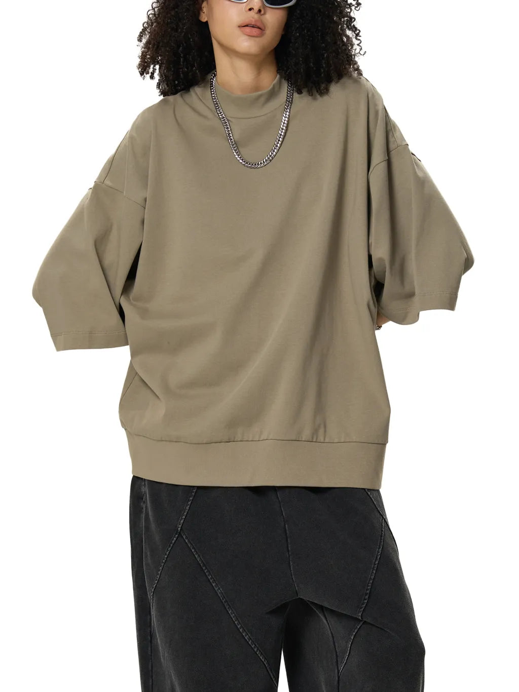LUXURY TERMINAL - Heavyweight Oversized Mock Neck T-shirt