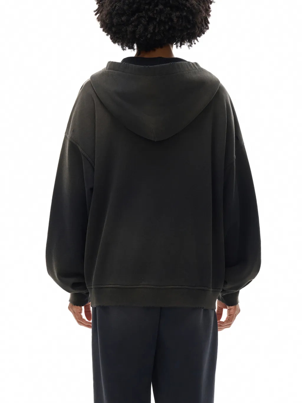 LUXURY TERMINAL - Hand-Frayed Sunfade Zip Hoodie