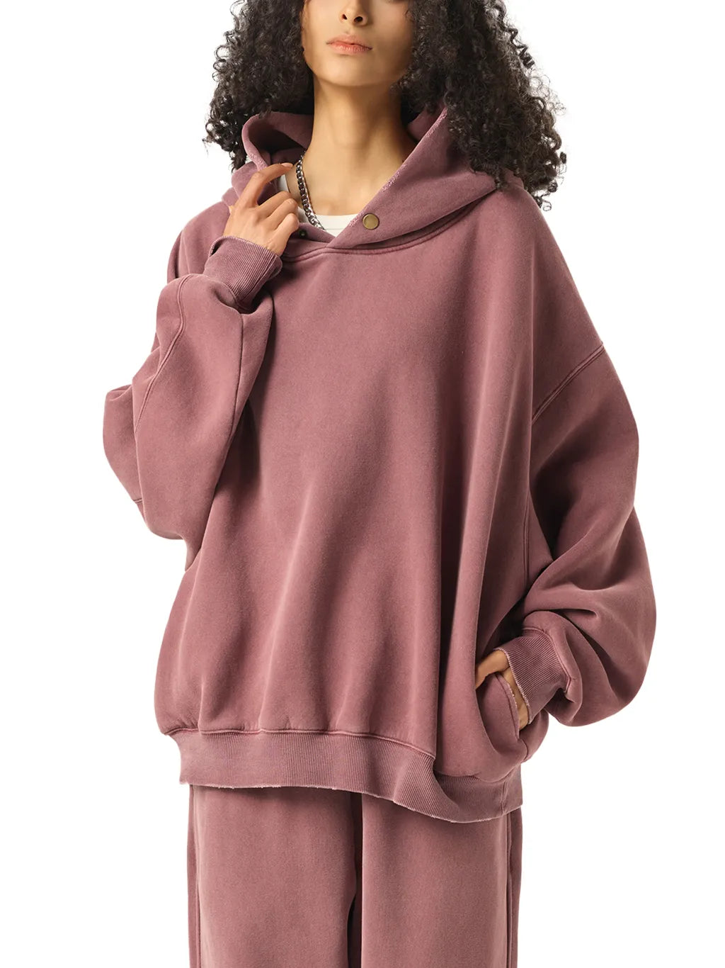 LUXURY TERMINAL - Frayed Enzyme Washed Fleece Hoodie