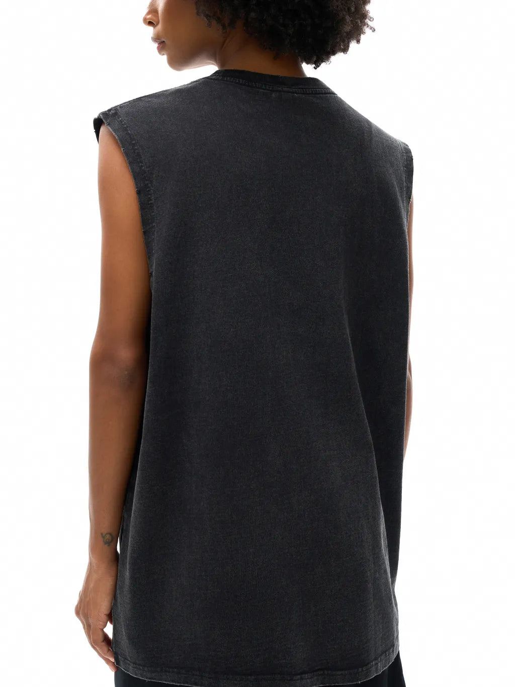 LUXURY TERMINAL - Snow Washed Frayed Hem Tank Top
