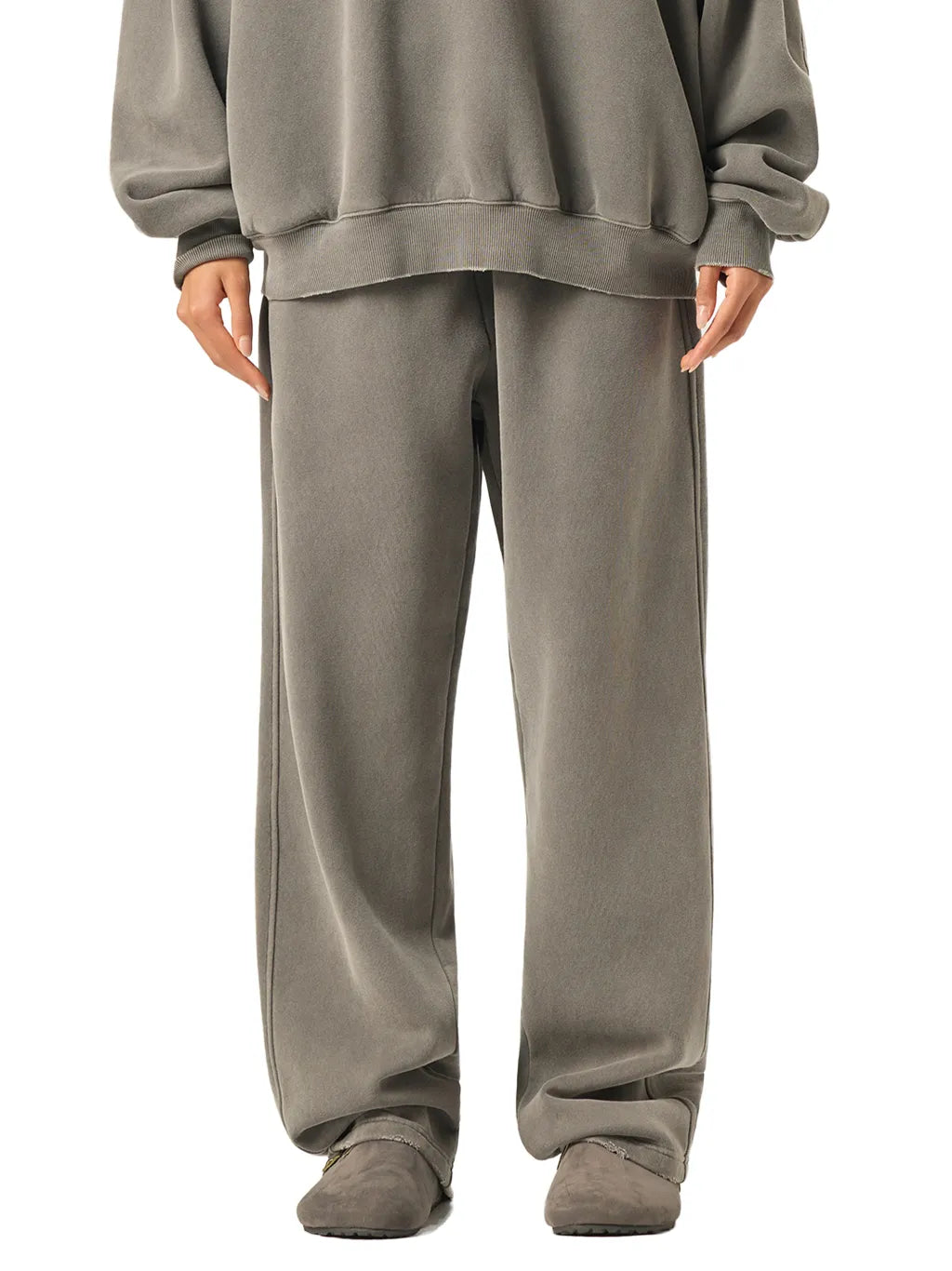 LUXURY TERMINAL - Frayed Enzyme Washed Fleece Sweatpants