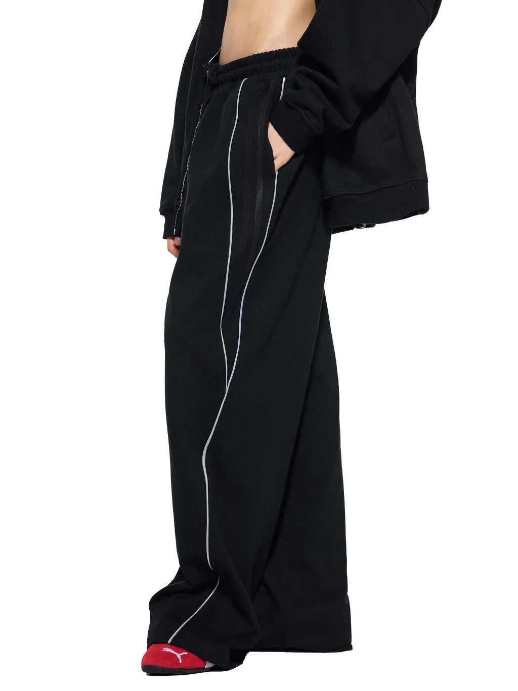 LUXURY TERMINAL - Reflection Striped Straight-Leg Sweatpants