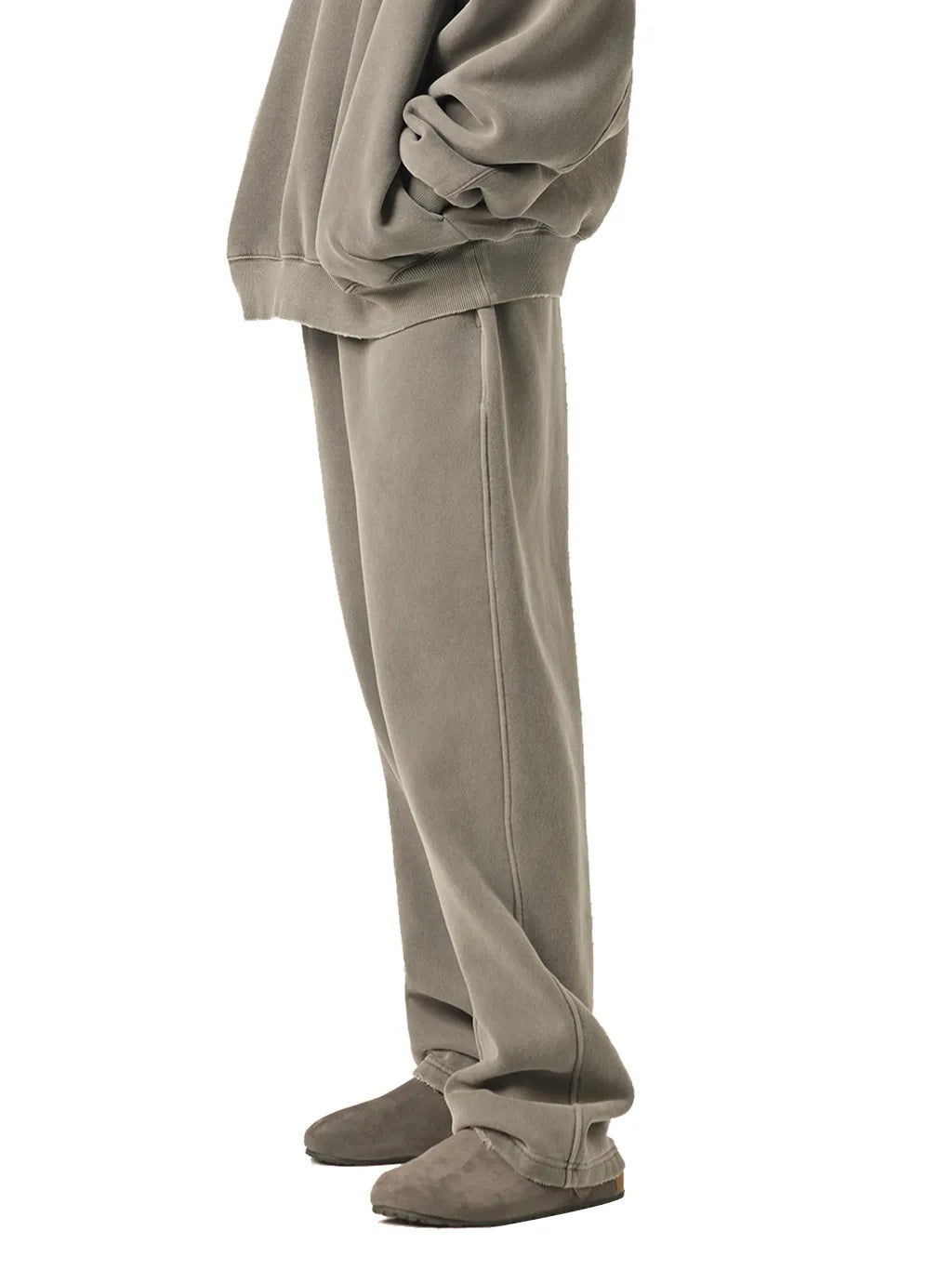 LUXURY TERMINAL - Frayed Enzyme Washed Fleece Sweatpants