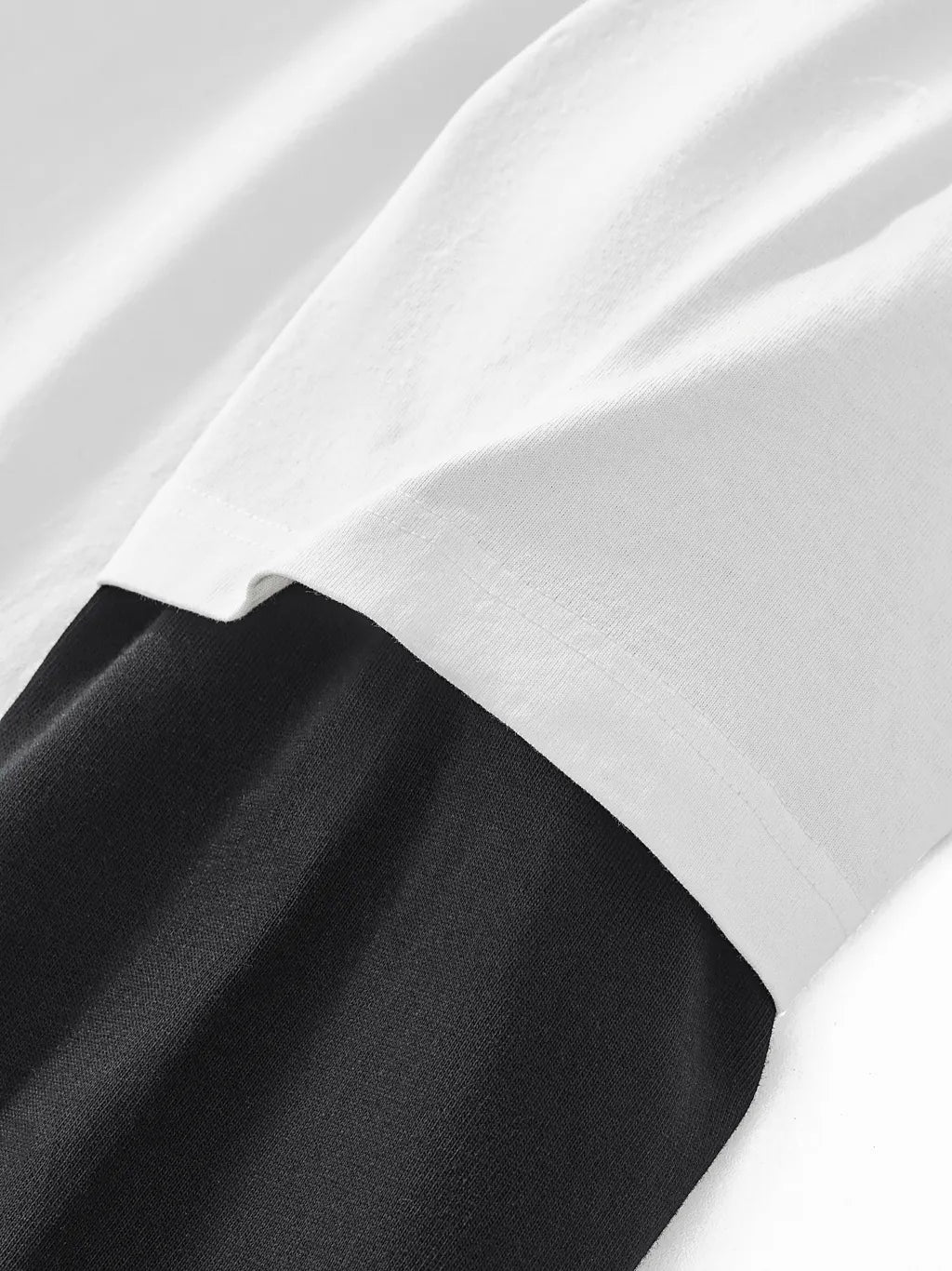 LUXURY TERMINAL - Layered Contrast Sleeve Cotton T-Shirt