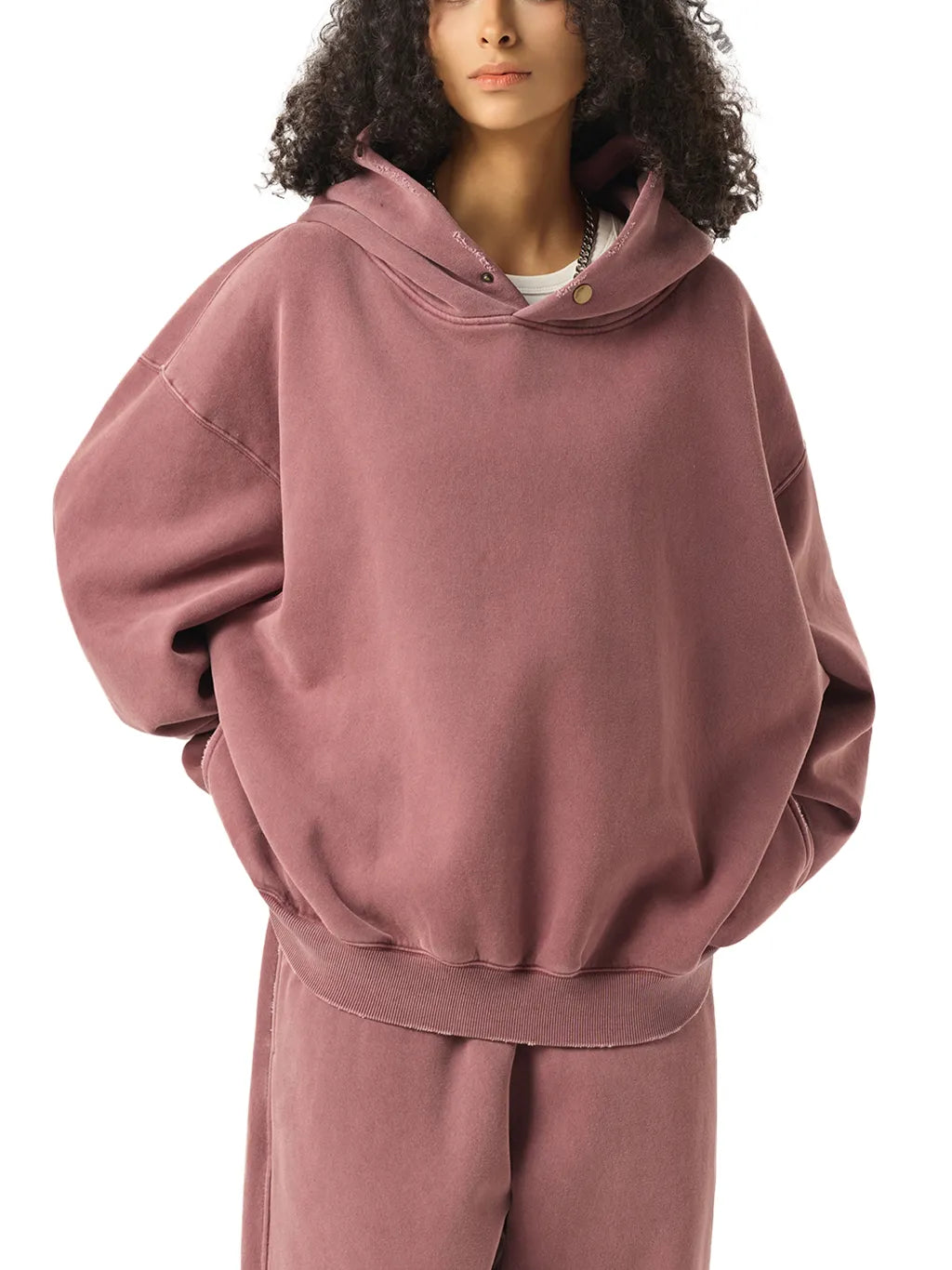LUXURY TERMINAL - Frayed Enzyme Washed Fleece Hoodie