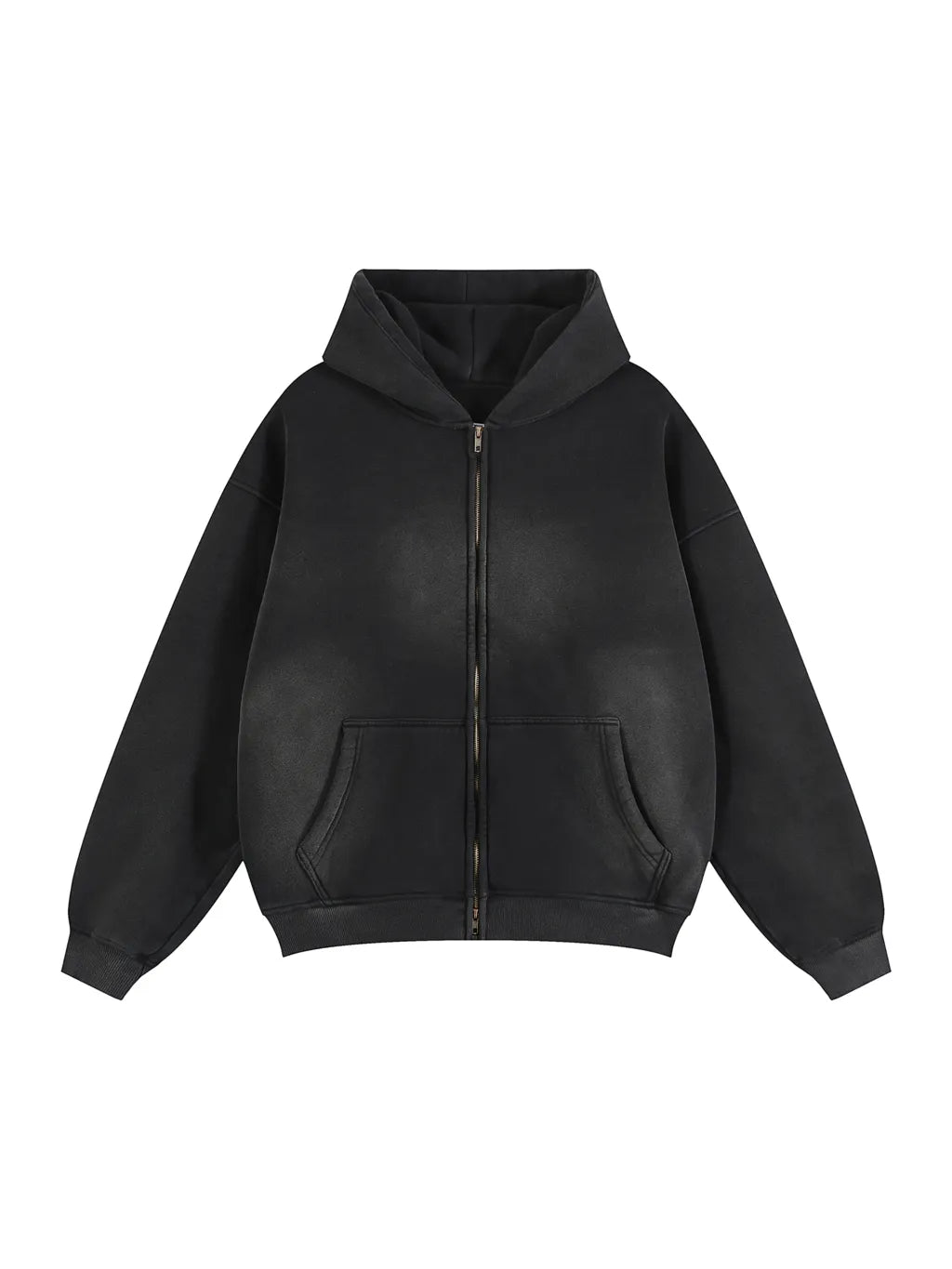 LUXURY TERMINAL - Sunfade Two-way Zipper Boxy Fleece Hoodie