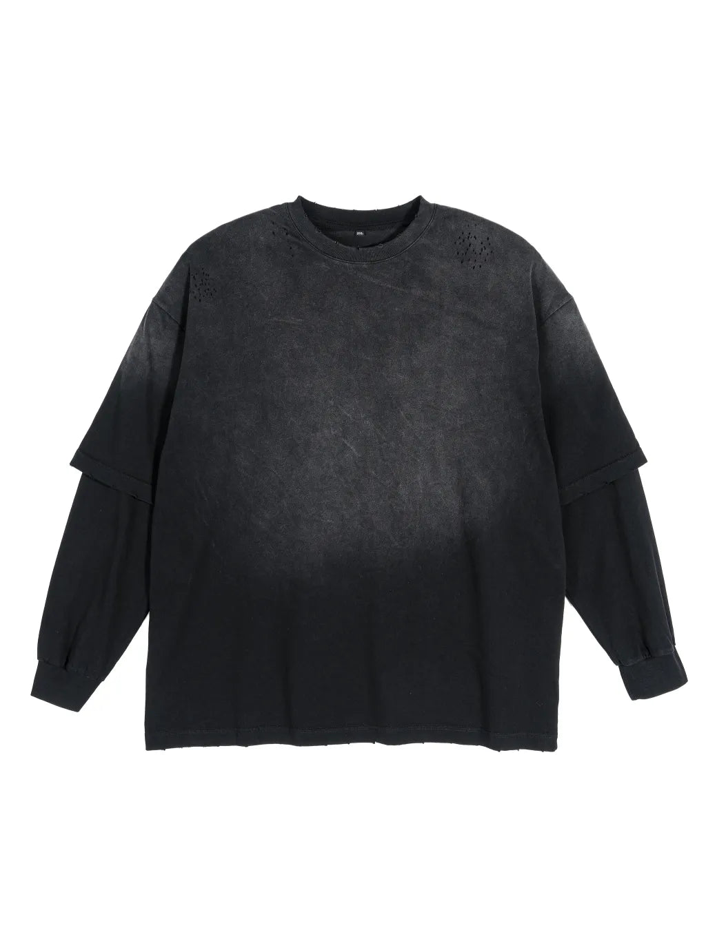 LUXURY TERMINAL - Sunfade Hand-Frayed Faux Two-Piece T-Shirt