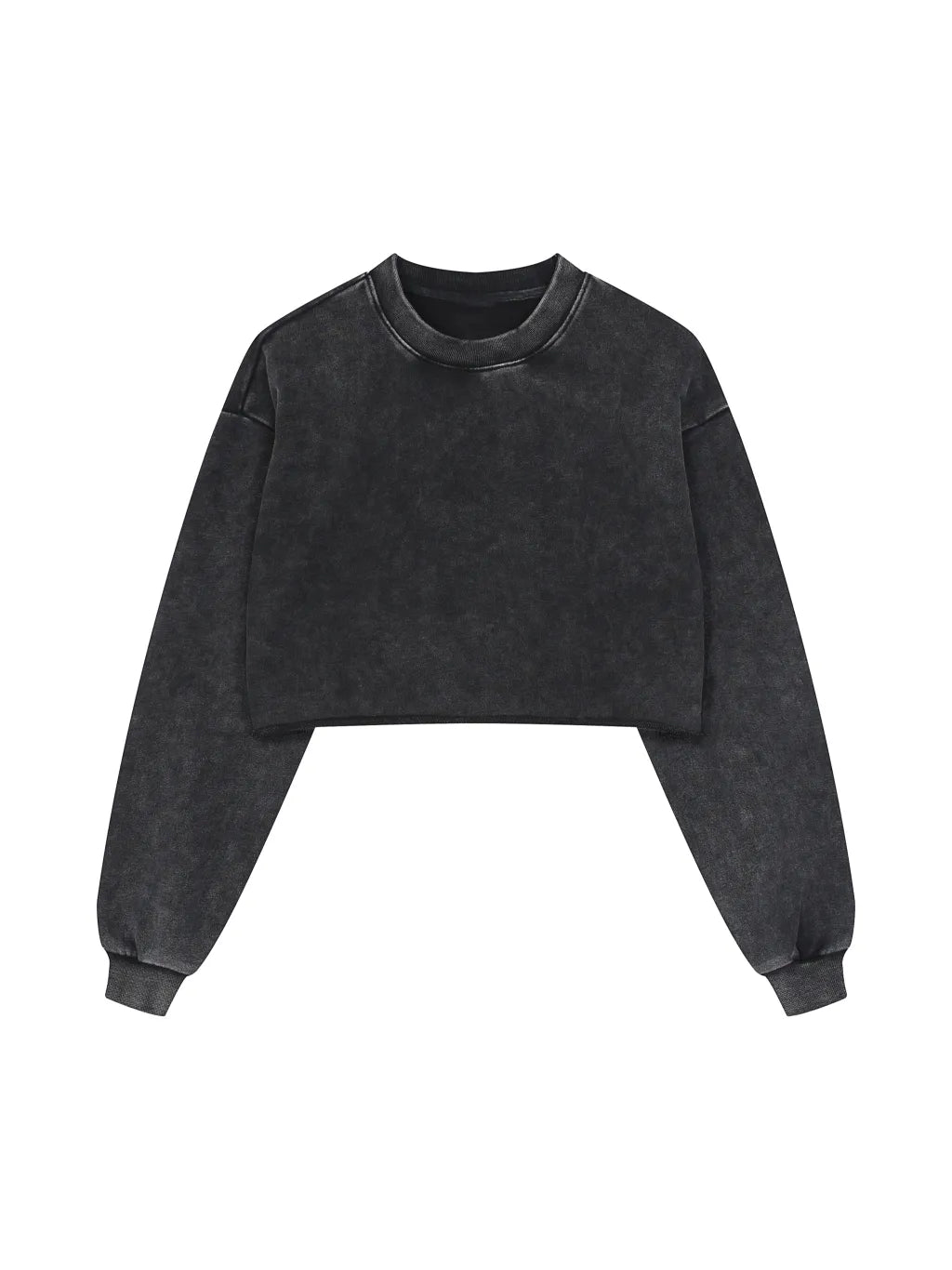 LUXURY TERMINAL - Snow Washed Raw Edge Cropped Sweatshirt