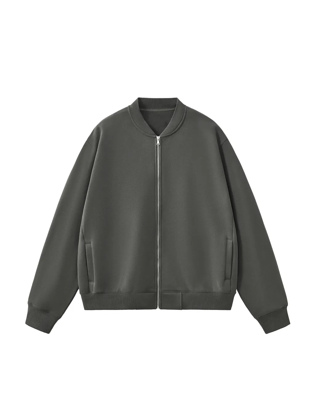 LUXURY TERMINAL - Essential Zip-Up Fleeced Varsity Jacket