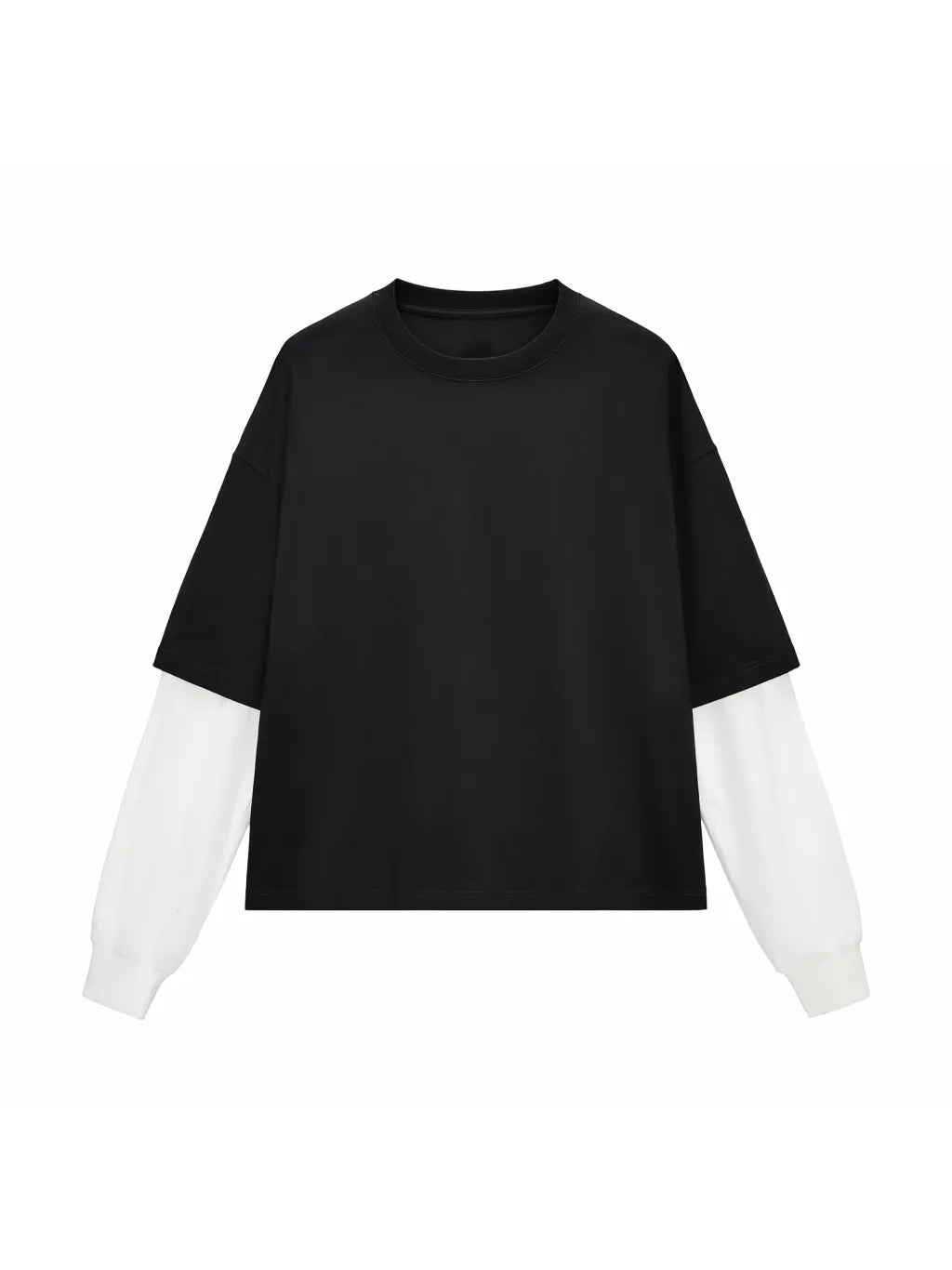 LUXURY TERMINAL - Layered Contrast Sleeve Cotton T-Shirt