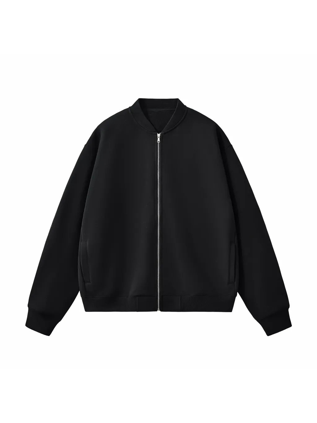 LUXURY TERMINAL - Essential Zip-Up Fleeced Varsity Jacket