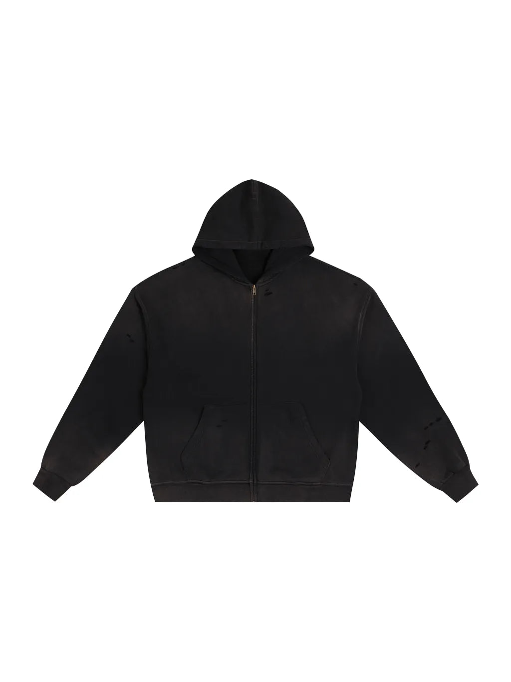 LUXURY TERMINAL - Hand-Frayed Sunfade Zip Hoodie