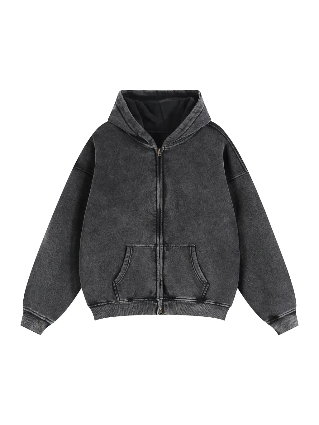 LUXURY TERMINAL - Zip-Through Boxy Fleece Hoodie