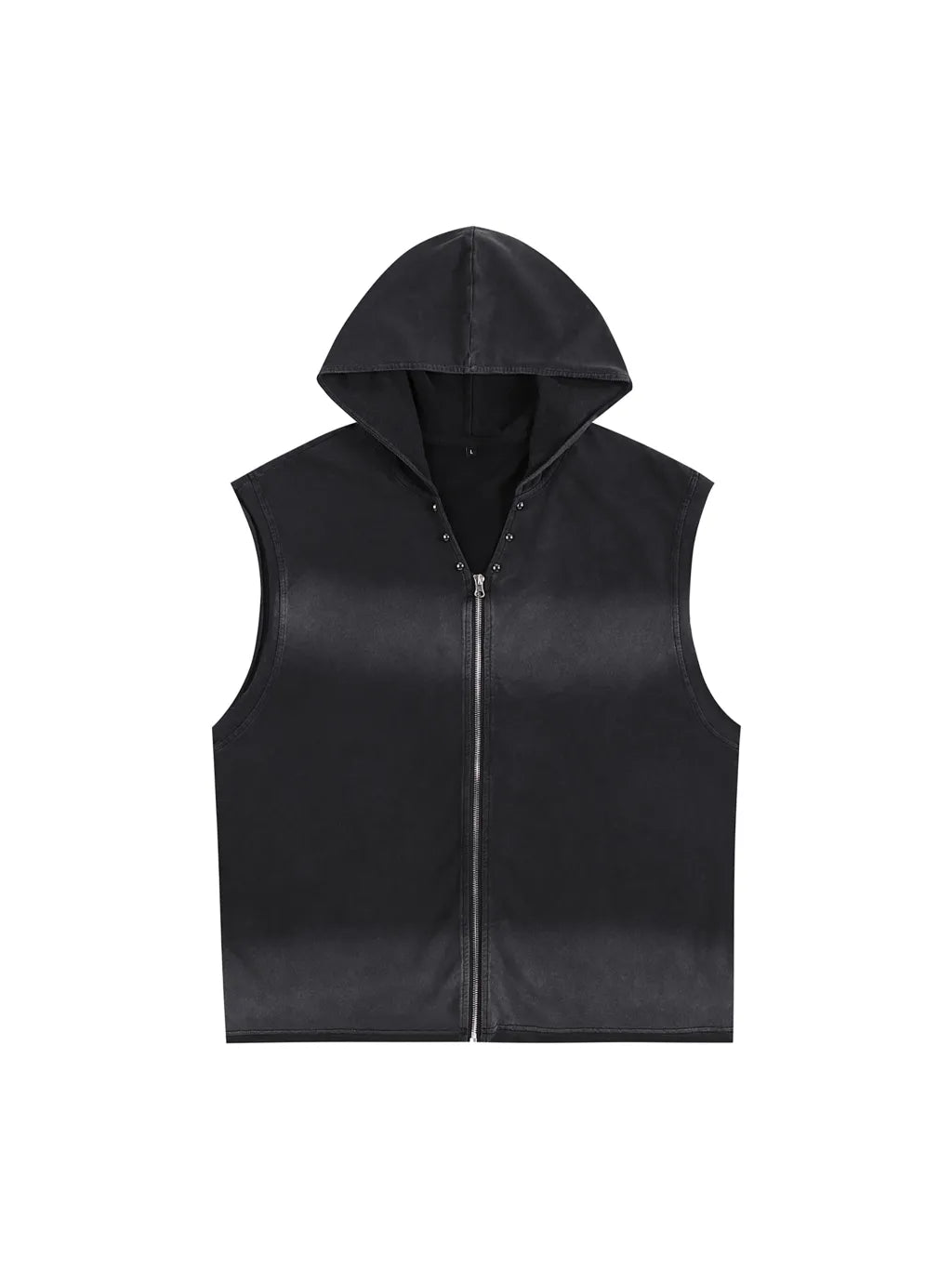 LUXURY TERMINAL - Vintage Washed Zip-Up Hooded Tank Top