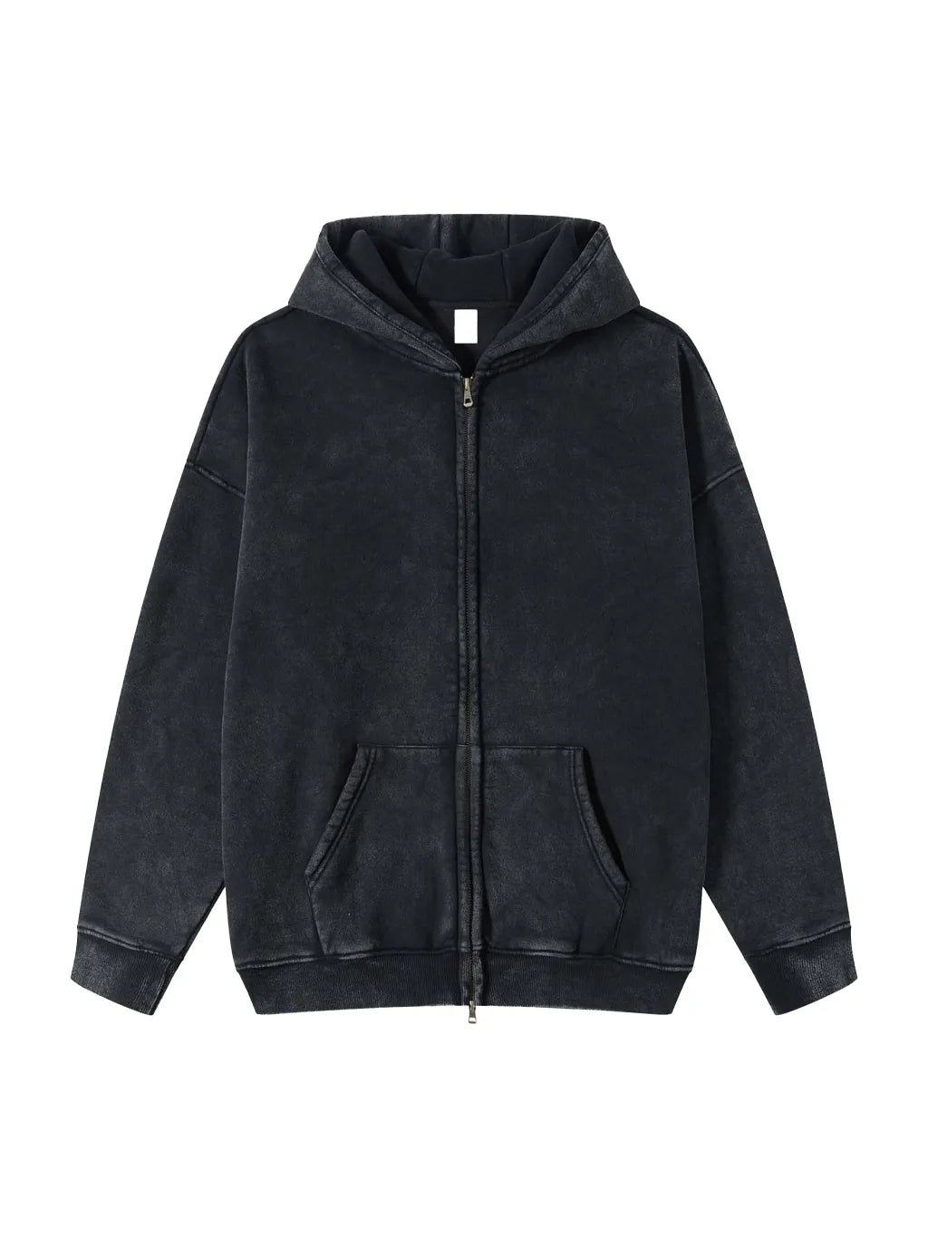LUXURY TERMINAL - Snow Washed Zip-Through Fleece Hoodie