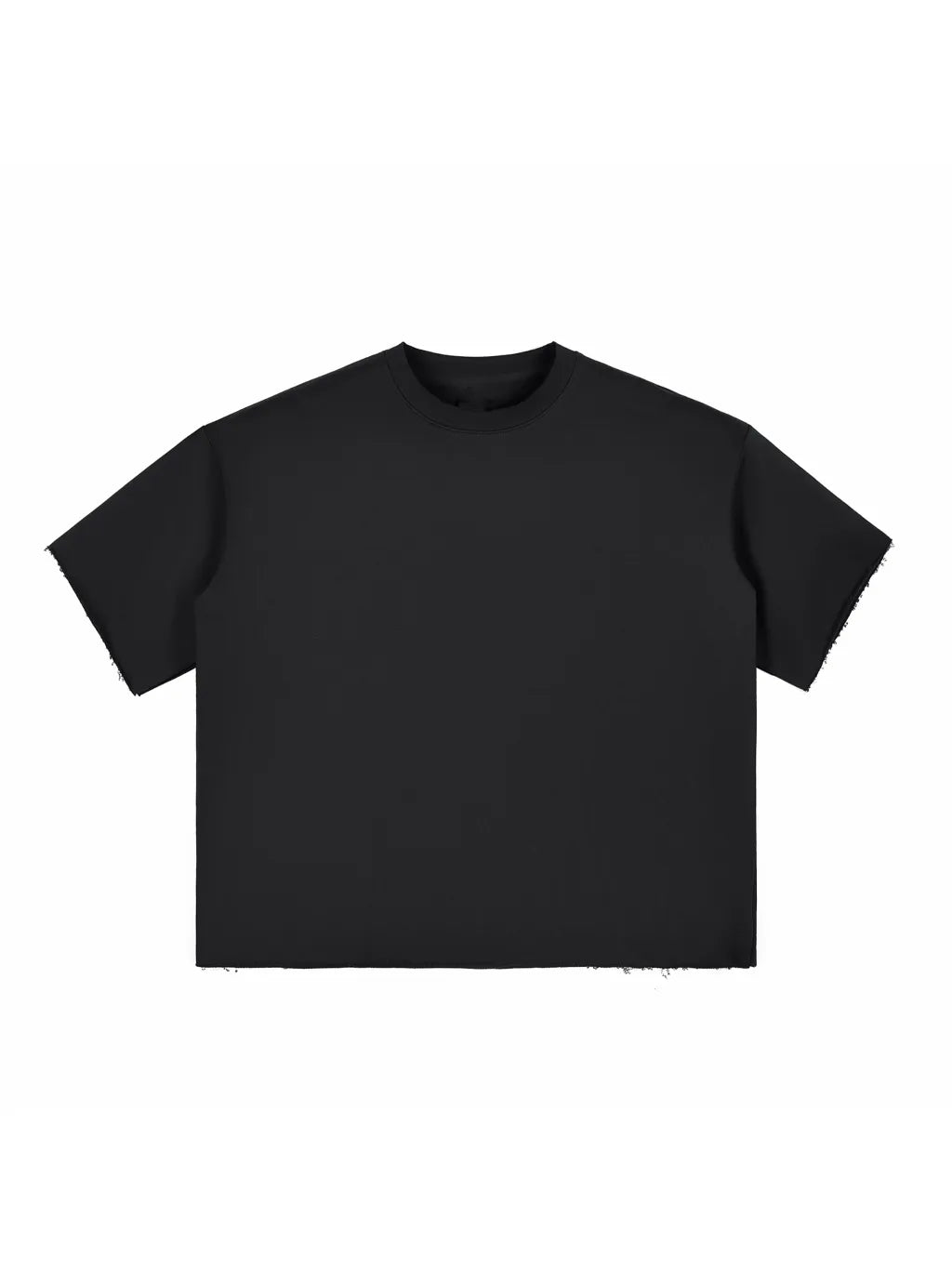 LUXURY TERMINAL - Boxy Half-Sleeve Raw-Edge T-Shirt