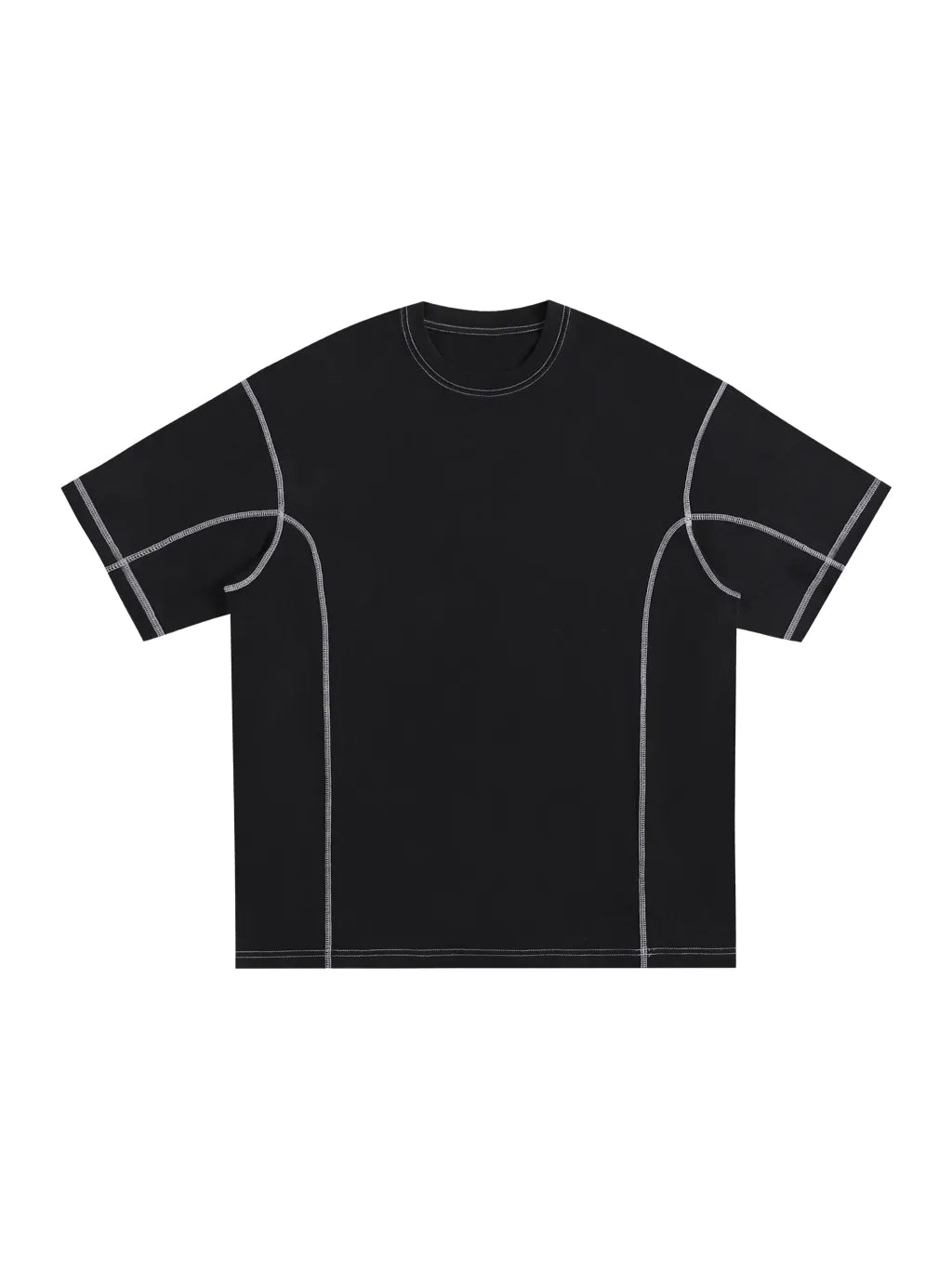 LUXURY TERMINAL - Streetwear Contrast-Stitched Cotton T-Shirt