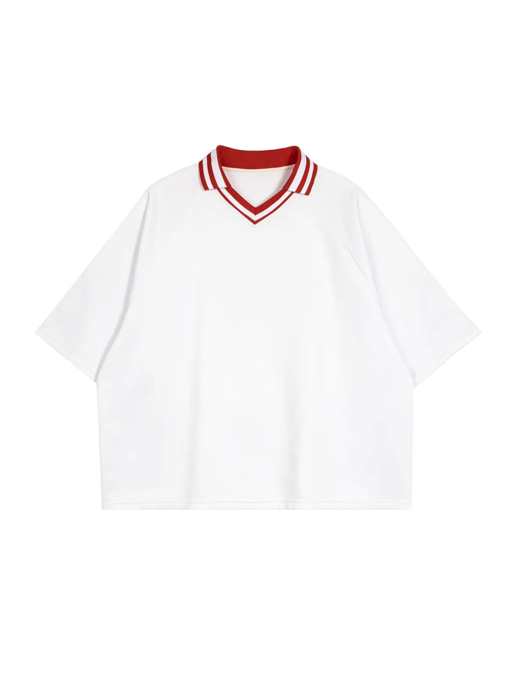 LUXURY TERMINAL - Contrast Lapel Collar Boxy T-Shirt