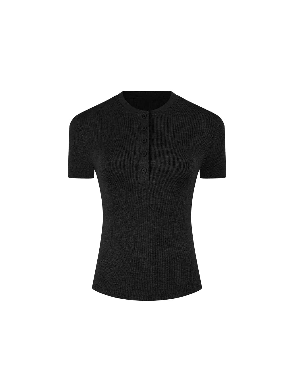 LUXURY TERMINAL - Modal Bodycon Henley Shirt