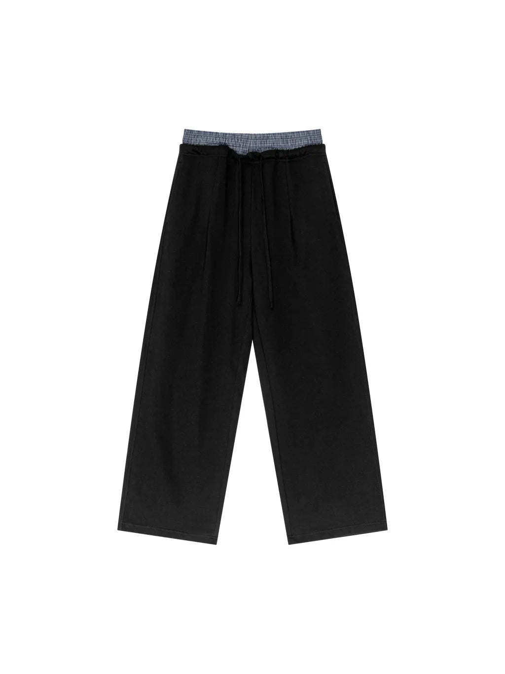 LUXURY TERMINAL - Plaid Contrast Waist Pants