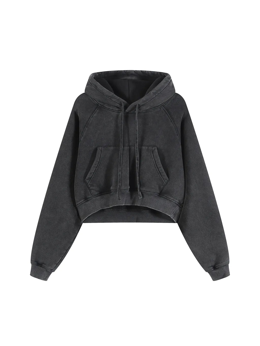 LUXURY TERMINAL - Snow Washed Cropped Hoodie