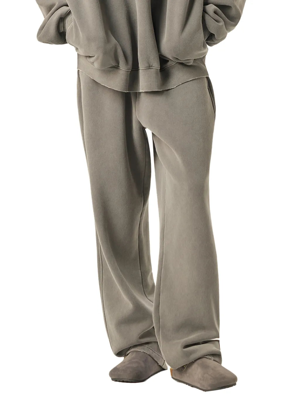 LUXURY TERMINAL - Frayed Enzyme Washed Fleece Sweatpants