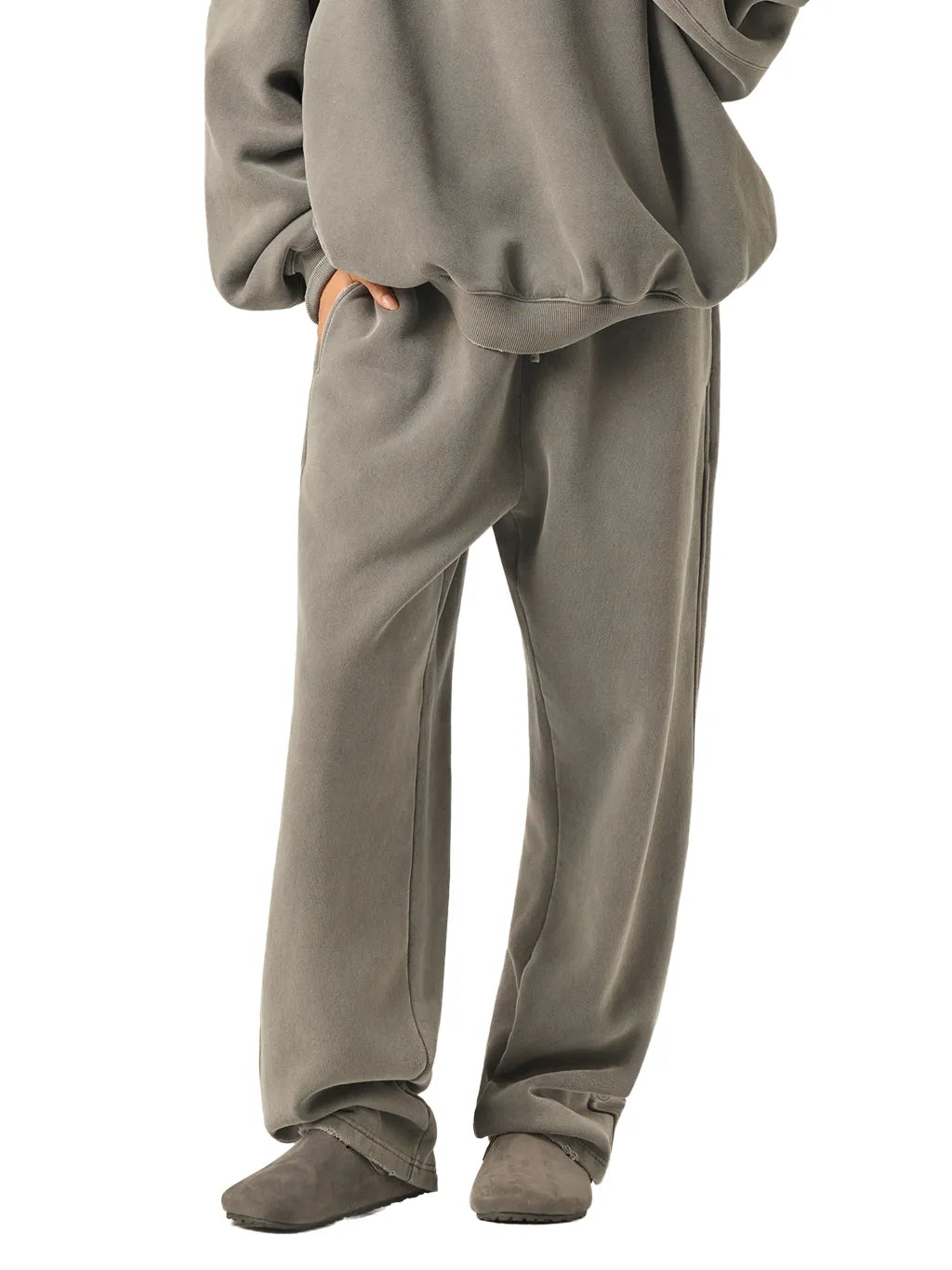 LUXURY TERMINAL - Frayed Enzyme Washed Fleece Sweatpants
