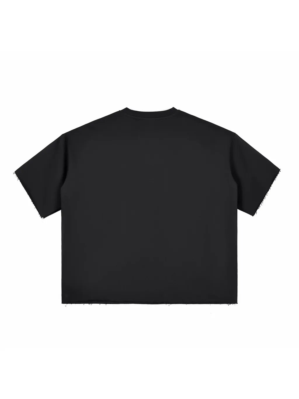 LUXURY TERMINAL - Boxy Half-Sleeve Raw-Edge T-Shirt