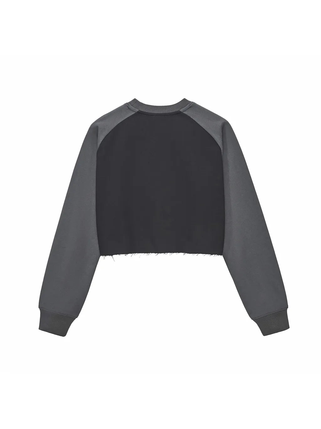 LUXURY TERMINAL - Raw-Hem Color-Block Raglan Crop Sweatshirt