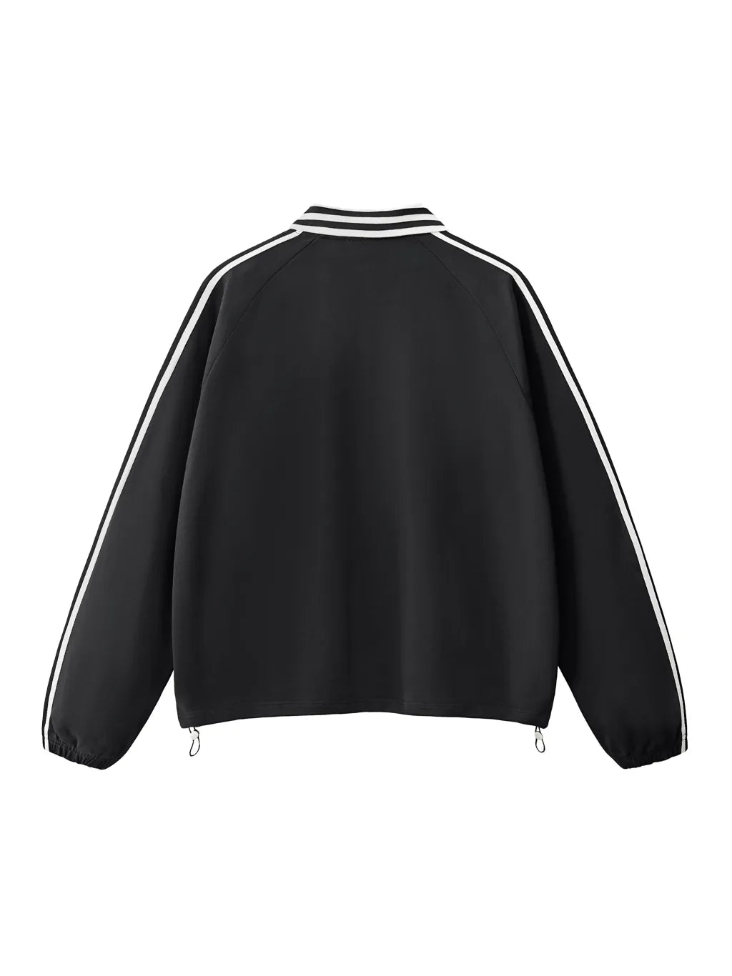 LUXURY TERMINAL - Contrast Striped Lapel Collar Sweatshirt